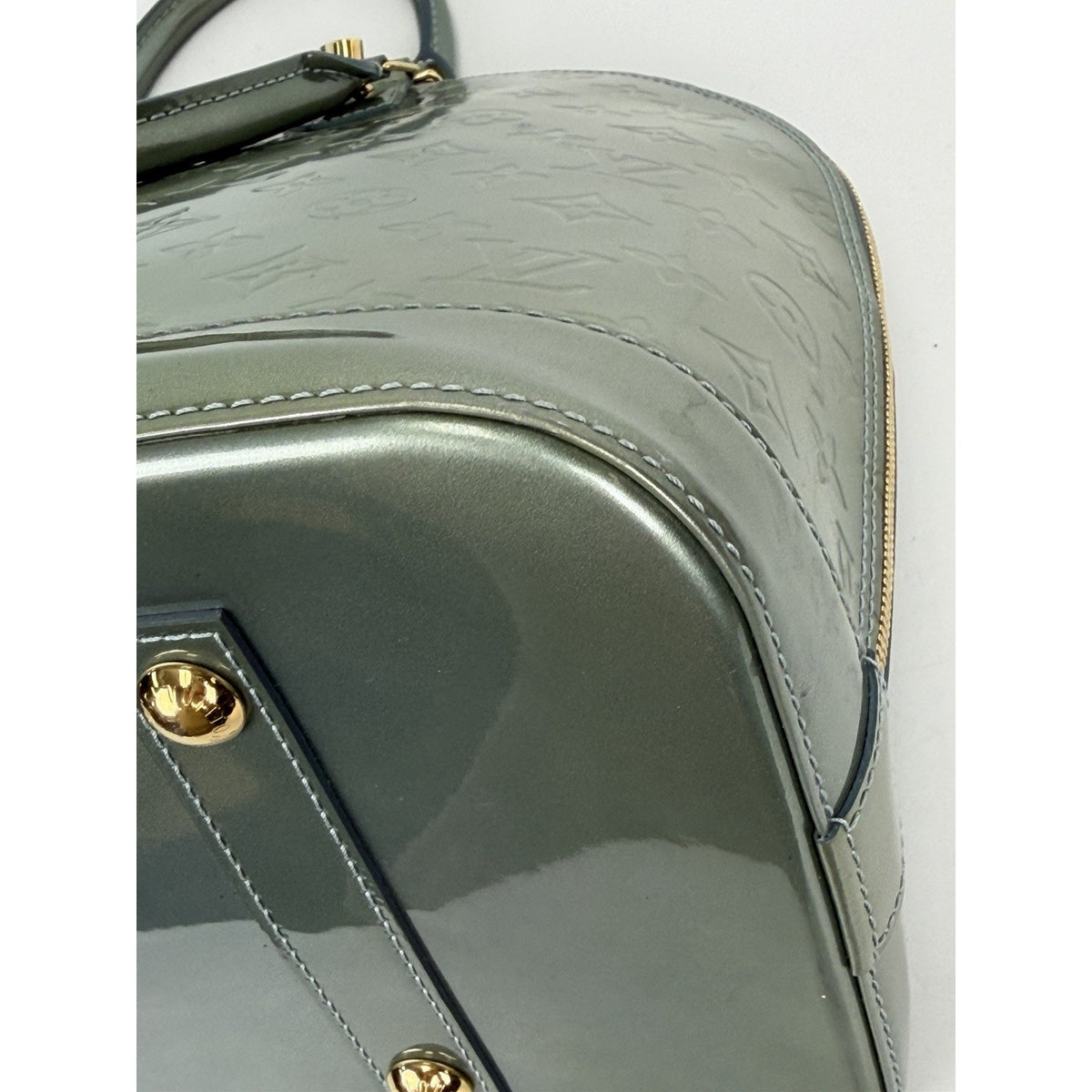 Louis Vuitton Alma GM Handbag in Green LV Monogram Vernis Patent Leather 2011 F2