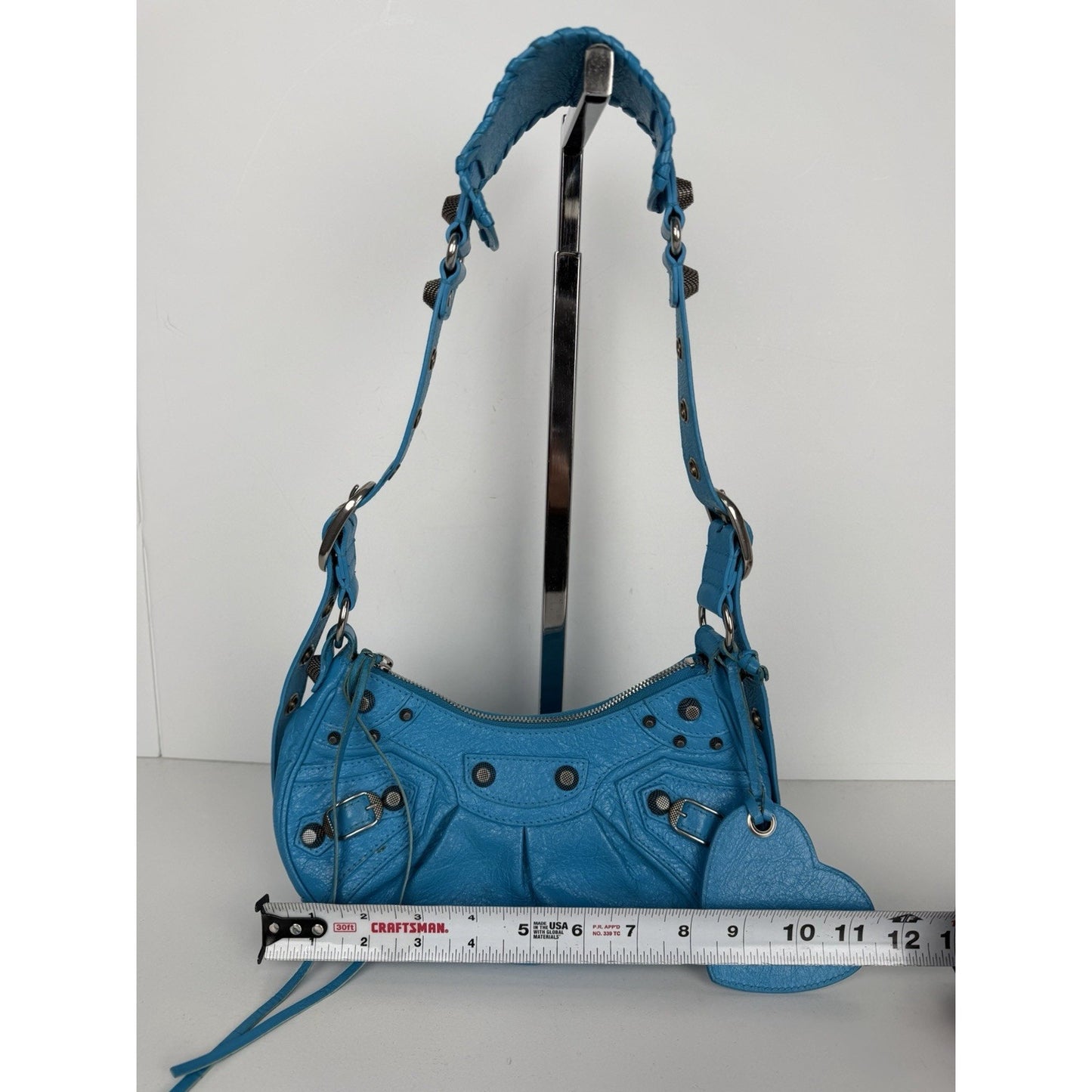 Balenciaga Le Cagole Shoulder Bag XS in Bright Cyan Blue Leather S-01
