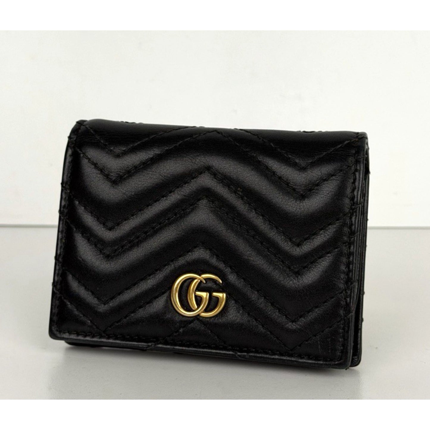 Gucci GG Marmont Matelasse Leather Card Case Wallet in Black K-3