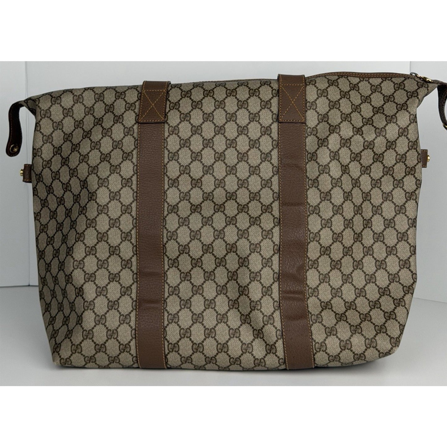 Gucci GG Supreme Large Travel Tote Bag in Brown Coated Canvas S