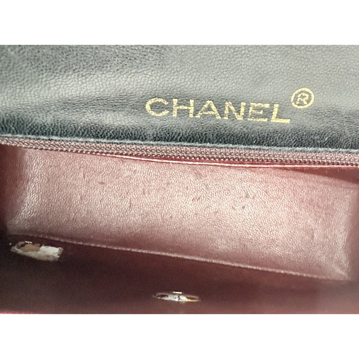 Chanel Vintage Mini Square Classic Flap bag Black Lambskin Leather D1