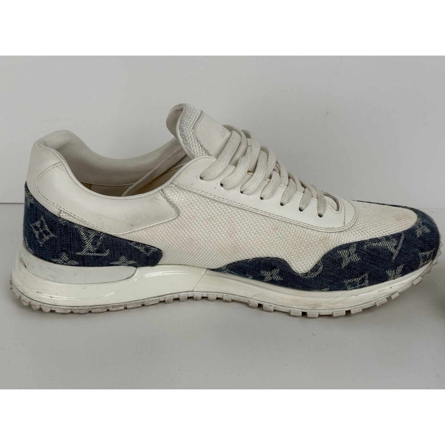 Louis Vuitton White Leather LV Denim Monogram Men's Sneakers Size 9