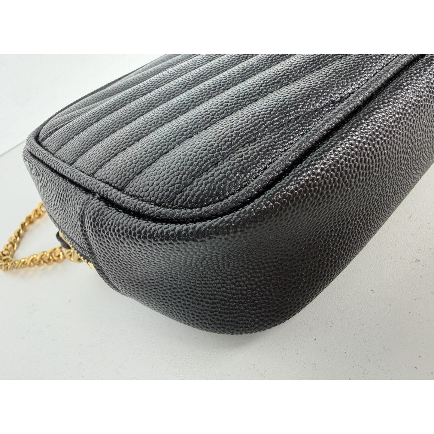 Saint Laurent Lou Camera Bag Mini in Black Quilted Grain De Poudre Leather S-01