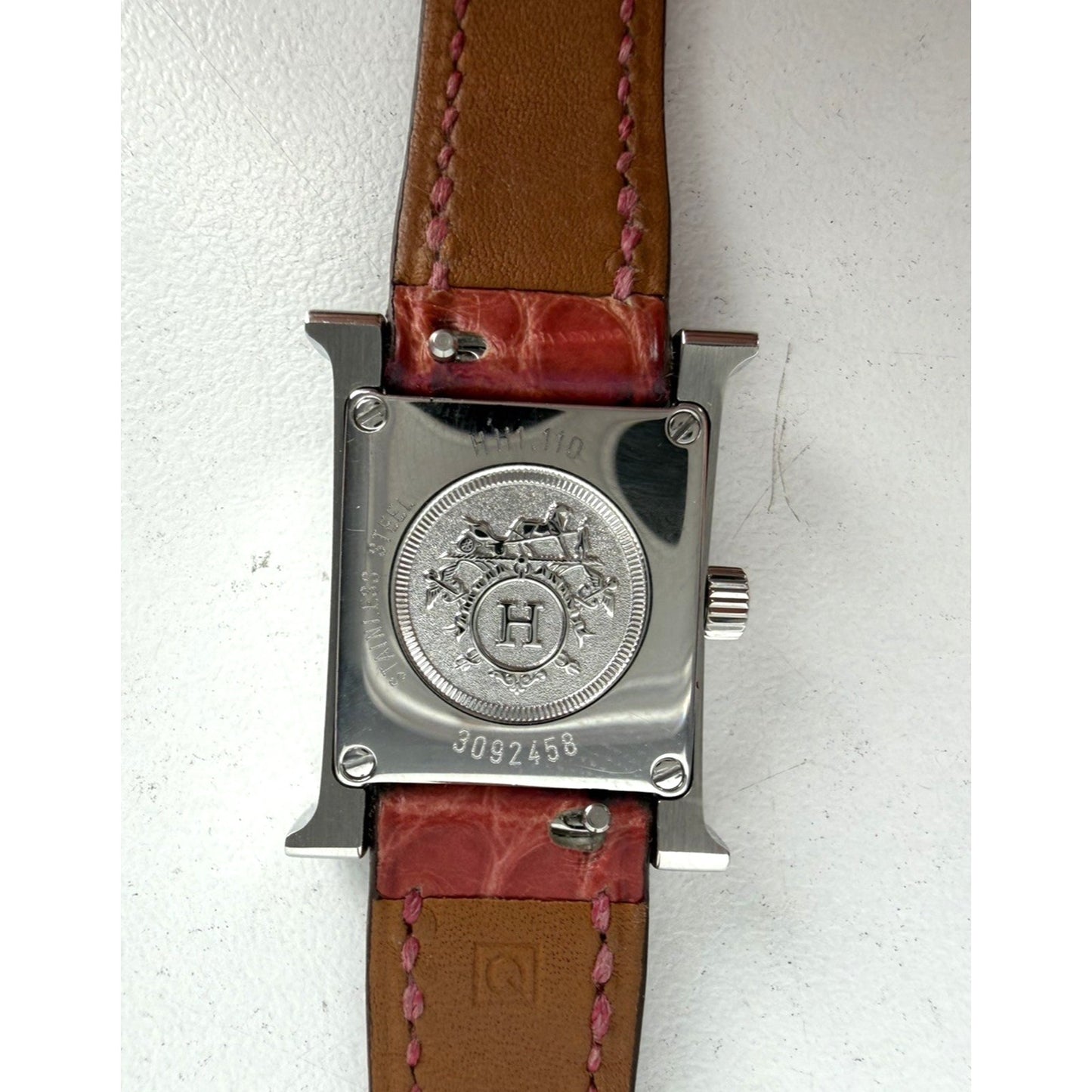 Hermes Heure H Watch Mother-of-Pearl Dial & Pink Alligator Leather Strap 2013