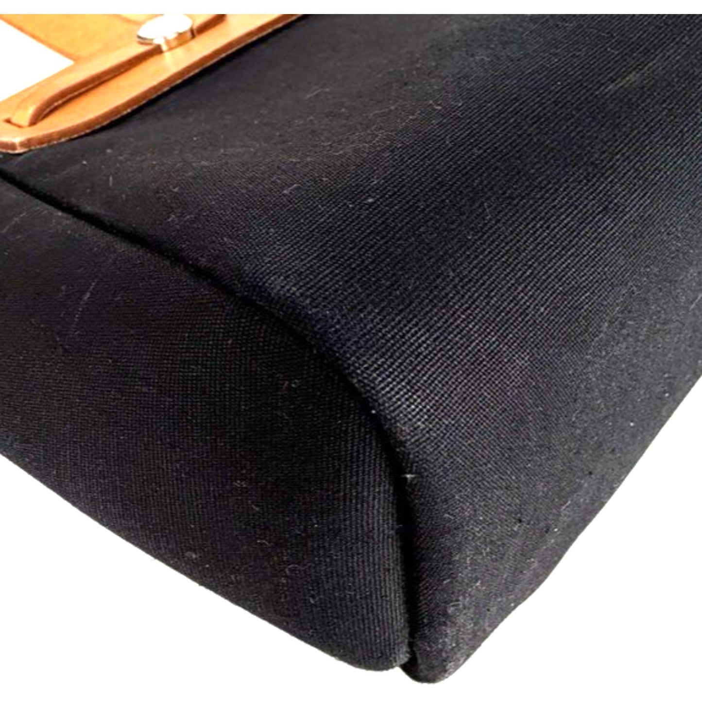 Hermes Herbag Toile Cabas Tote Bag PM in Black Canvas with Leather Trim 2004 S