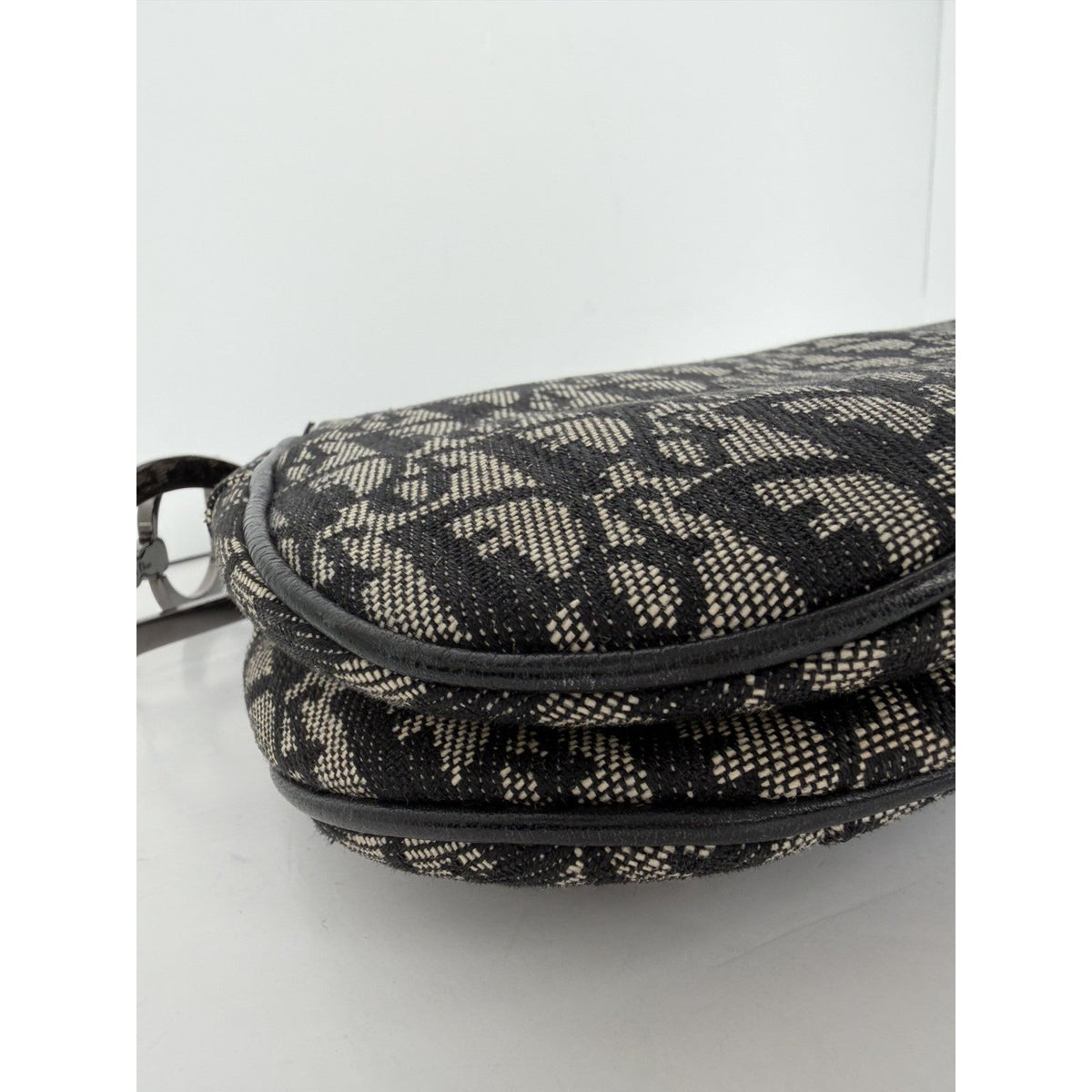 Christian Dior Double Saddle Medium Shoulder Bag in Black Monogram Canvas D1