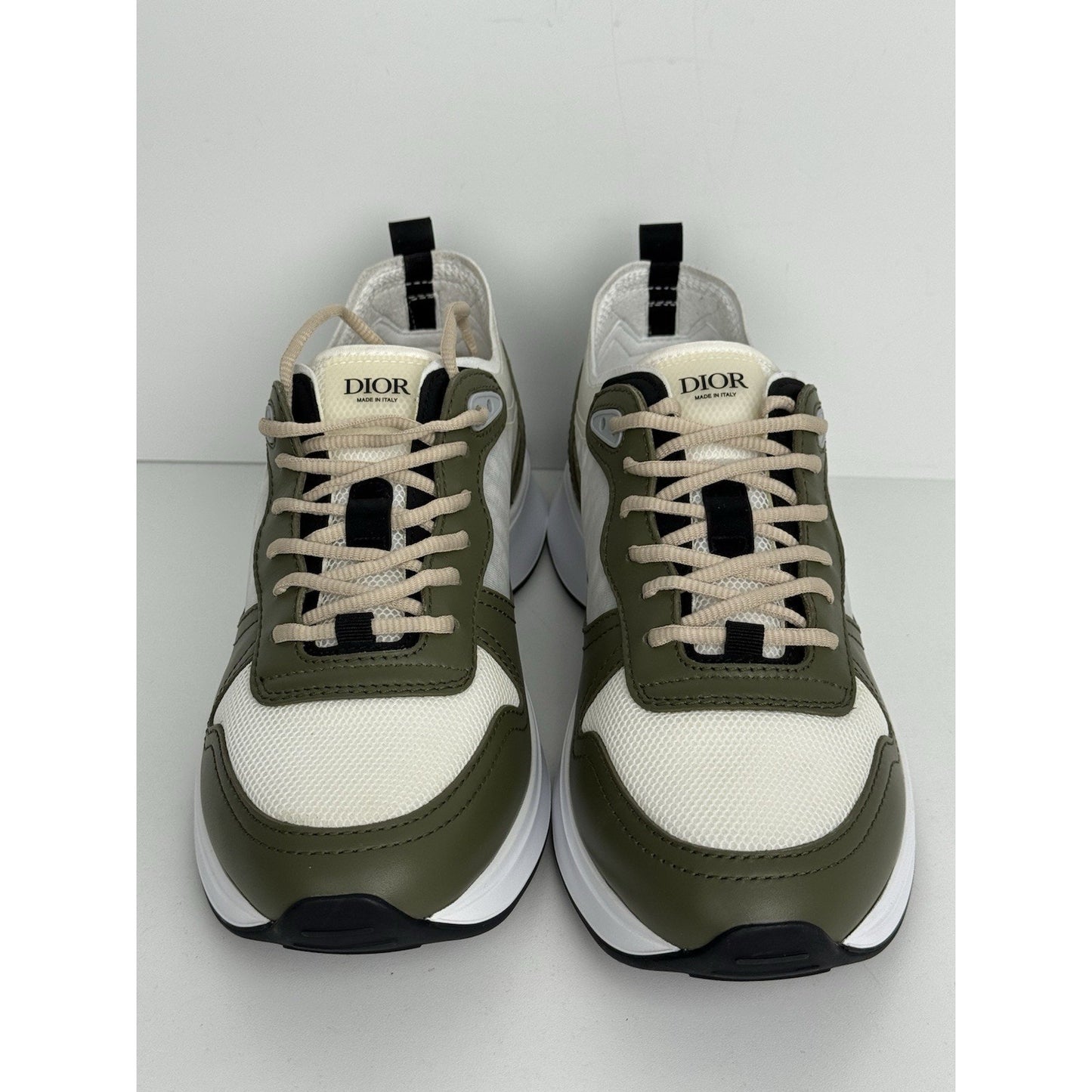 Dior Men’s Sneakers with Green Leather Accents, Size 42