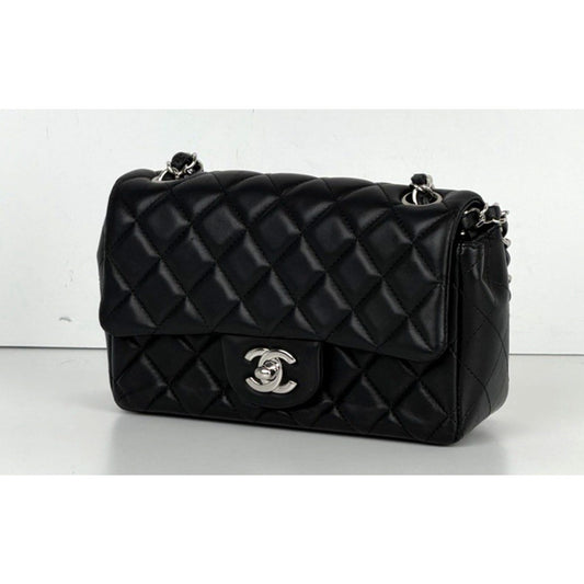 Chanel Mini Rectangular Flap Bag in Black Quilted Lambskin 2019 D-2