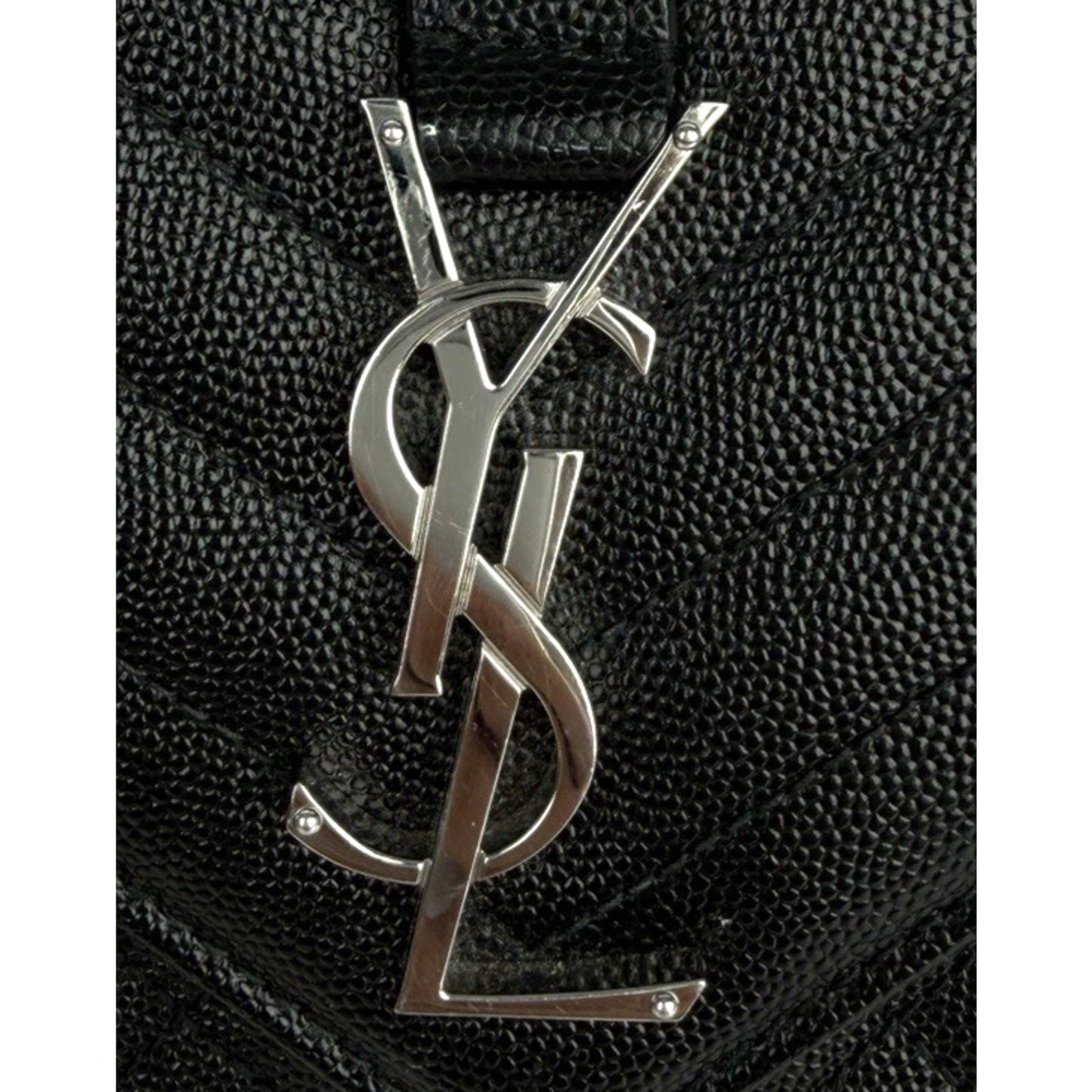 Saint Laurent Envelope Medium Chain Bag in Black Grain de Poudre Leather C6