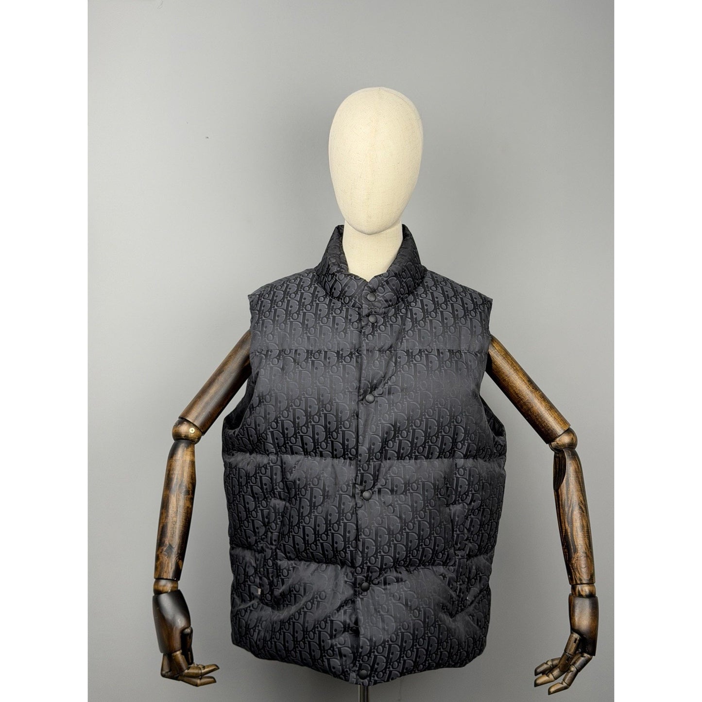 Christian Dior Men Oblique Down Vest Cotton-Blend Jacquard