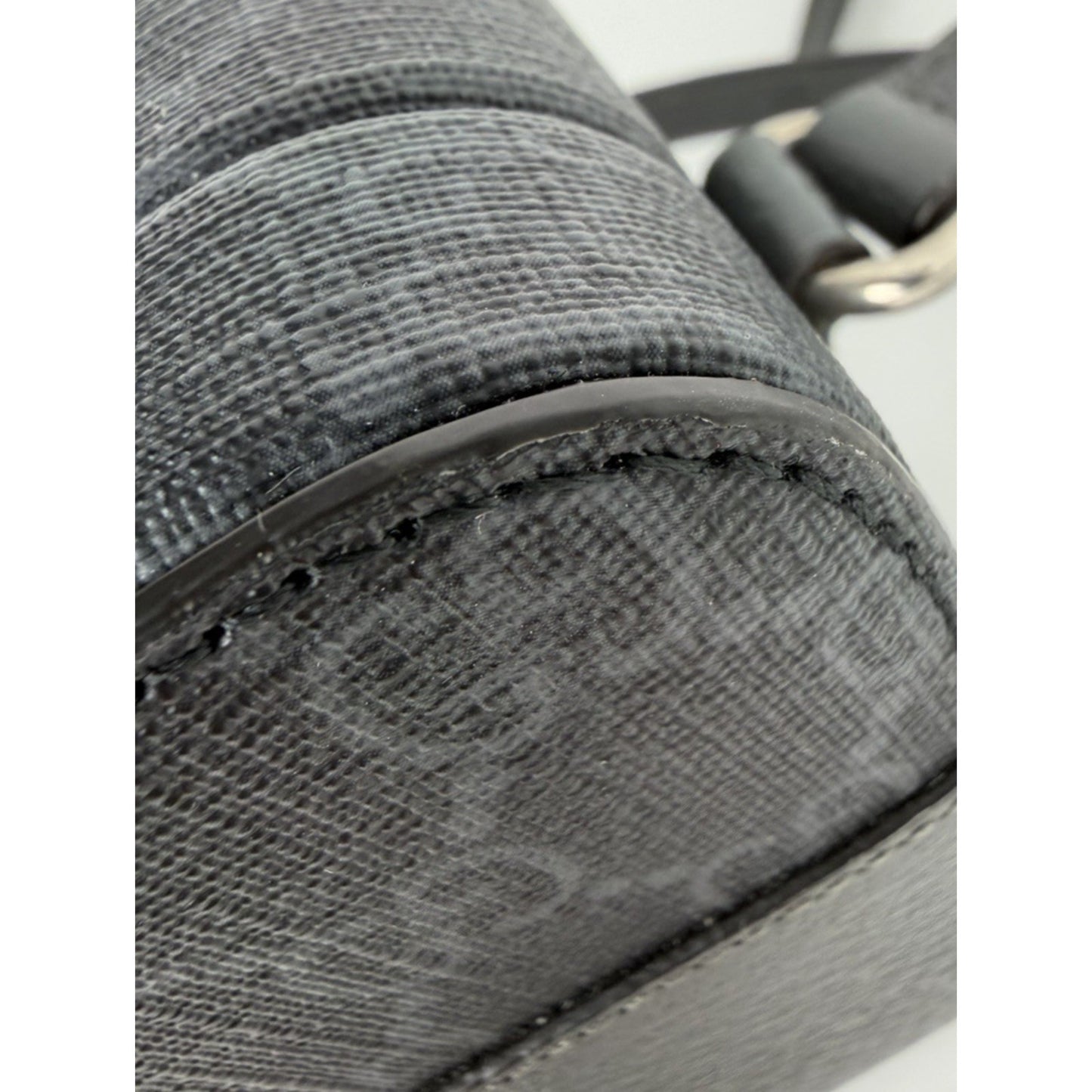 Gucci GG Supreme Interlocking G Shoulder Bag Grey Canvas&Black Leather Trim S17