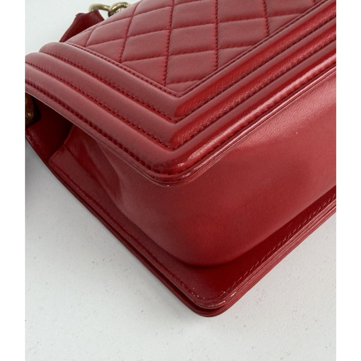 Chanel Boy Bag Medium in Red Lambskin Leather Gold Hardware 2015-2016 YE-8