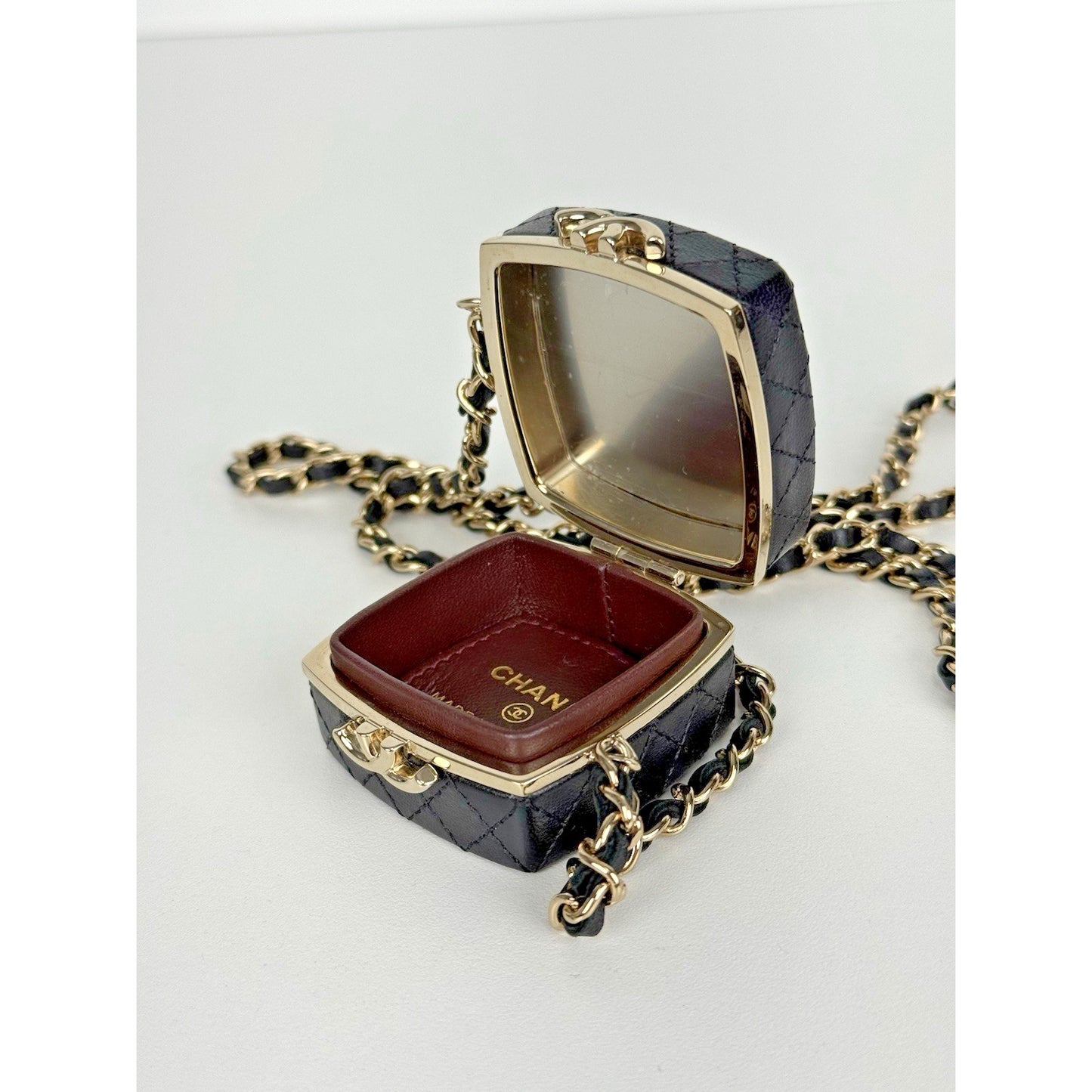 Chanel AP2425 Chain Clutch In Black Lambskin Leather