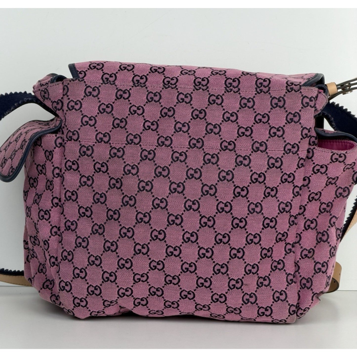 Gucci GG Multicolor Diaper Bag in Pink and Blue Monogram Canvas S