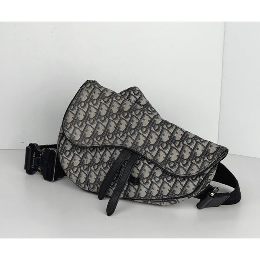 Dior Men Saddle Bag in Navy Monogram Oblique Jacquard Canvas 2019 B4