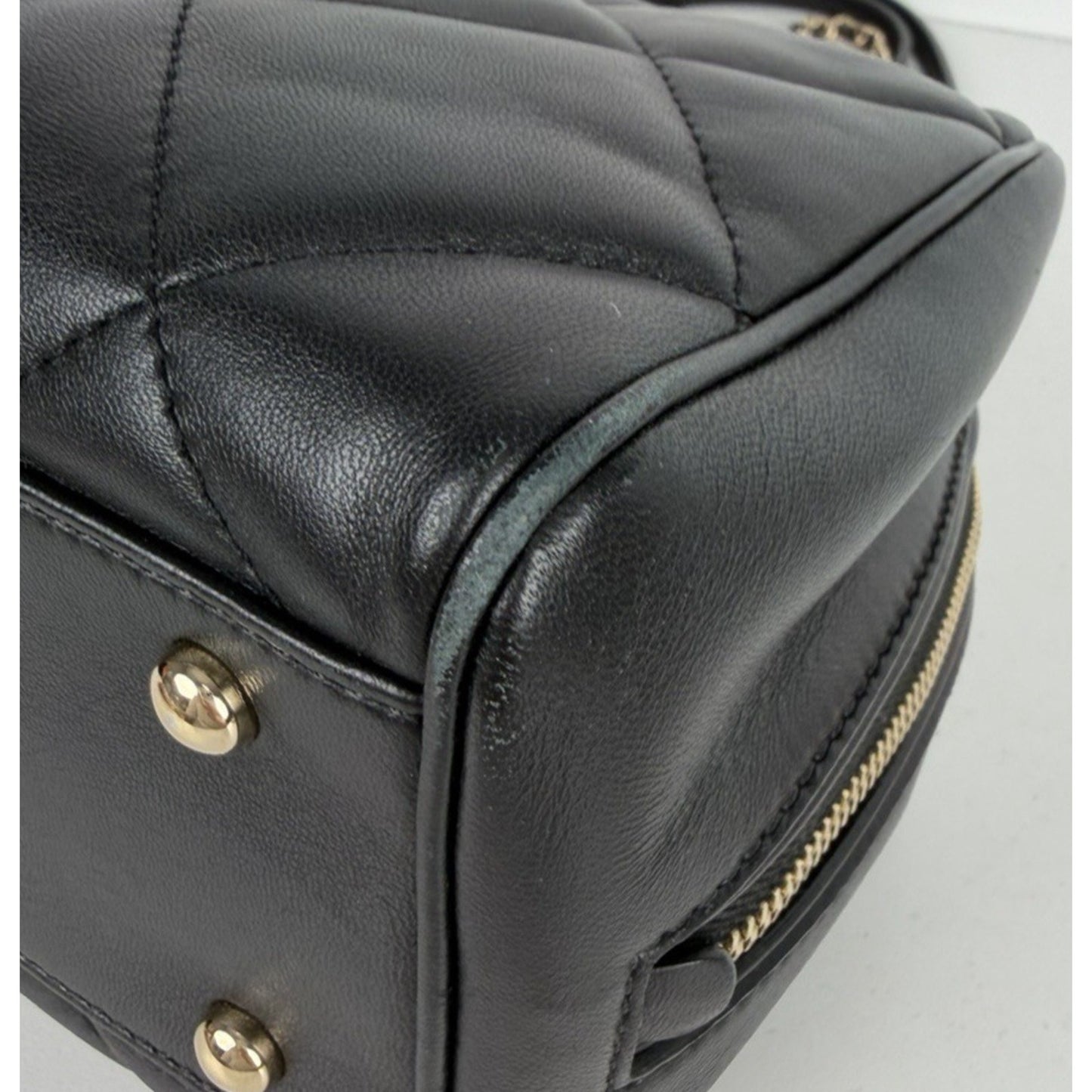 Chanel CC Chain Zip Bowling Mini Bag in Black Lambskin Leather 2019 E8
