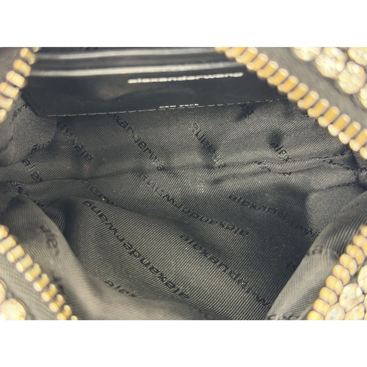 Alexander Wang Crystal Pouch Top Handle Bag in Black Allover Rhinestone Mesh S02