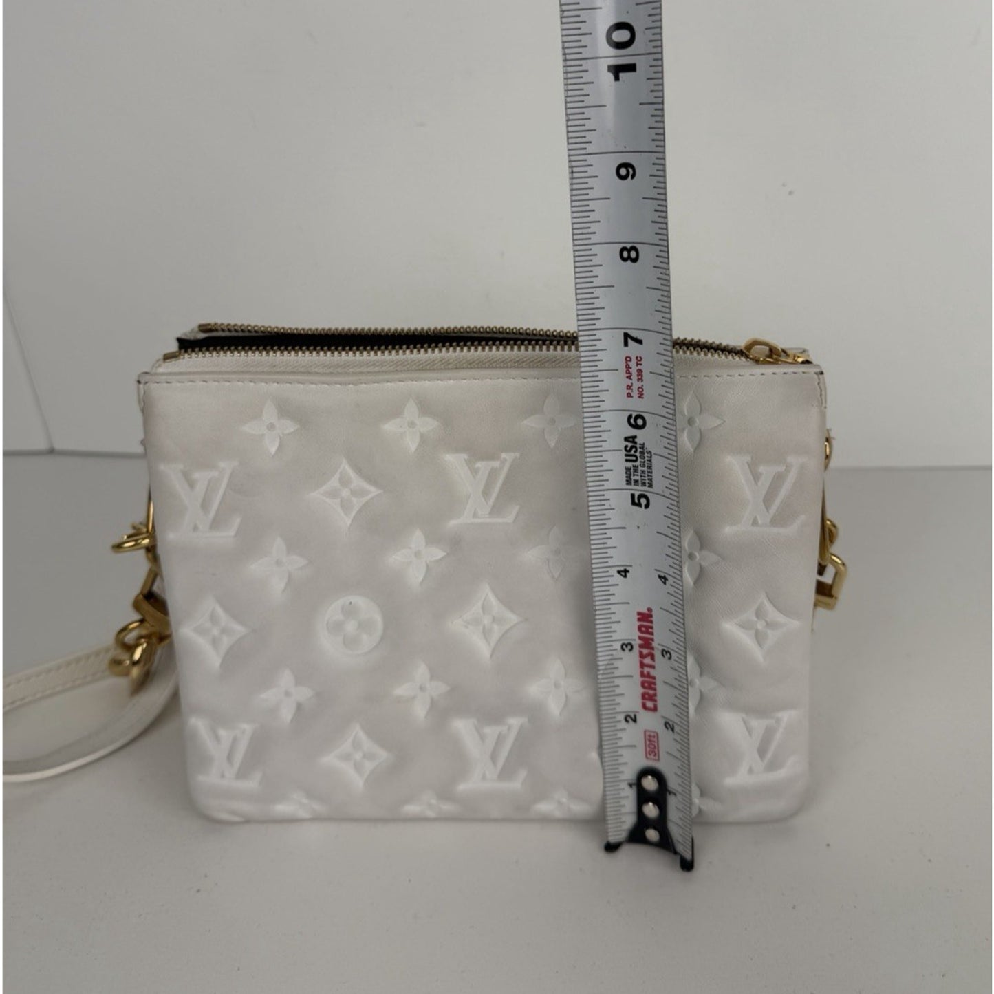 Louis Vuitton Coussin BB Shoulder Bag in White Embossed LV Monogram NFC E-1