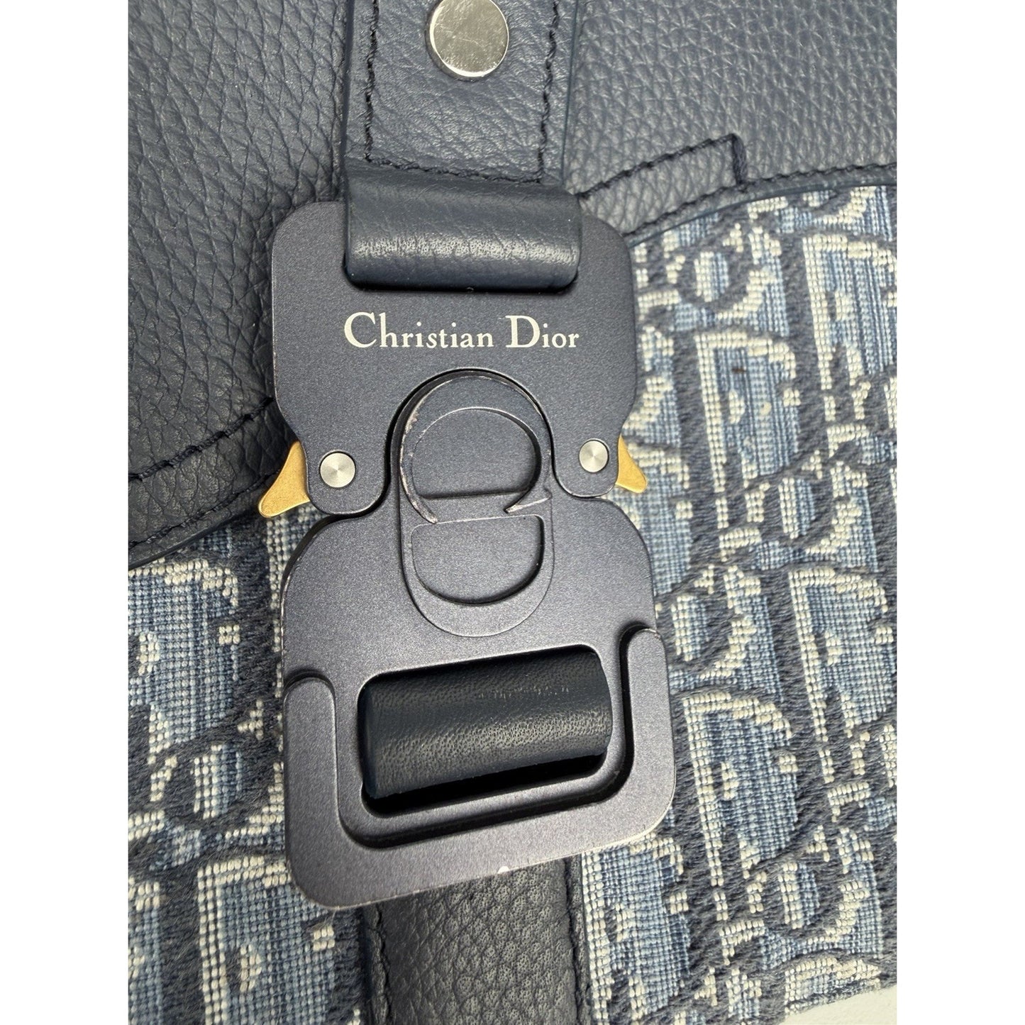 Dior Small Saddle Messenger Bag with Flap in Blue Dior Oblique Jacquard B1