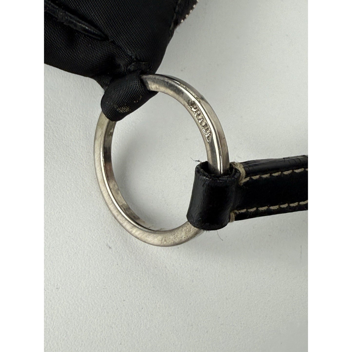 PRADA Black Tessuto Nylon & Leather Pochette Women's Shoulder Bag