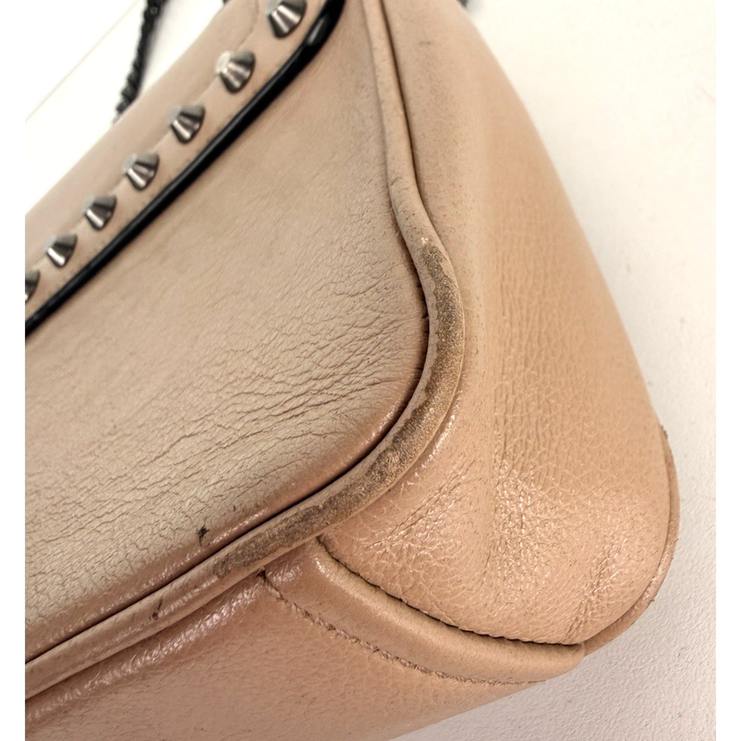 Prada Pattina Glace Studded Crossbody Bag in Neutral Calfskin Leather S-19