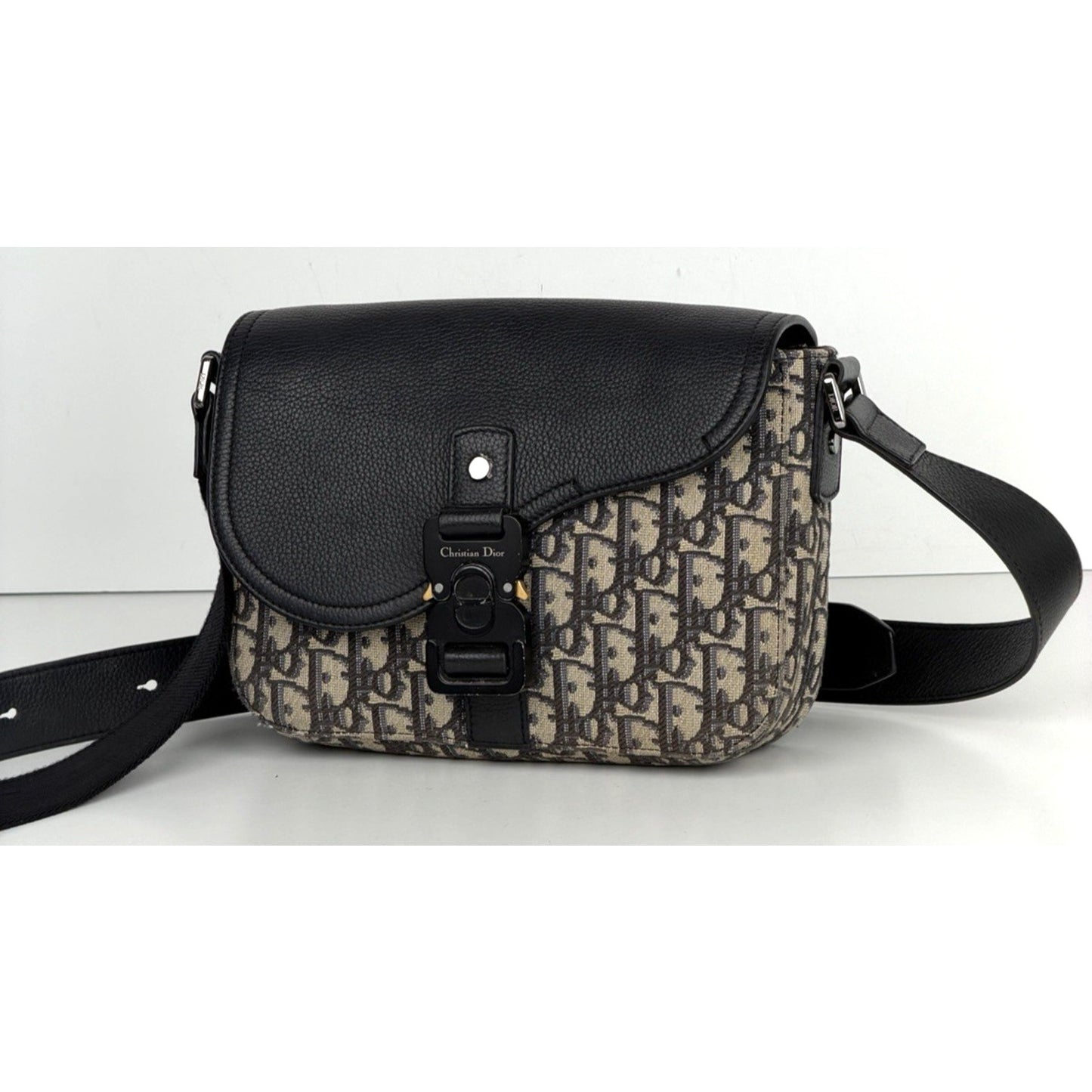 Christian Dior Small Saddle Messenger Bag Beige Dior Oblique Jacquard Canvas D4