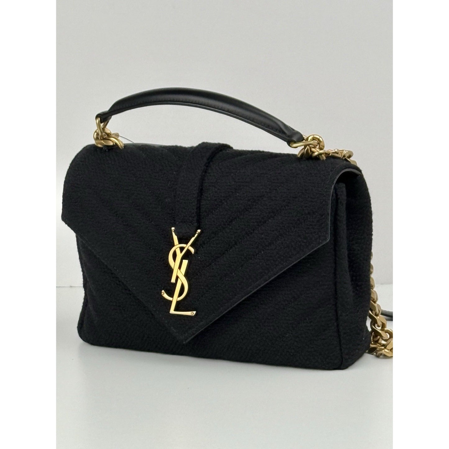 Saint Laurent College Medium Shoulder Bag in Quilted Tweed