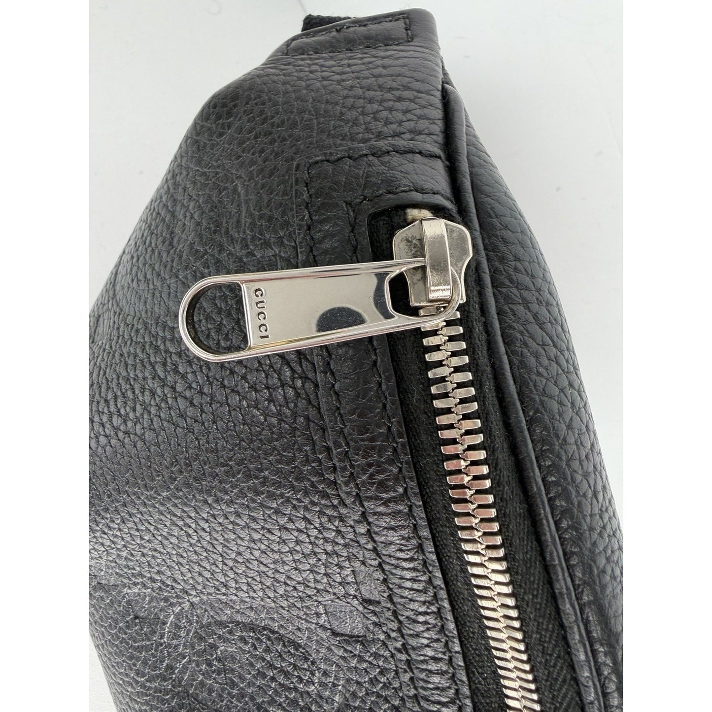 Gucci Embossed Jumbo GG Belt Bag Small in Black Piuma Calfskin Leather S