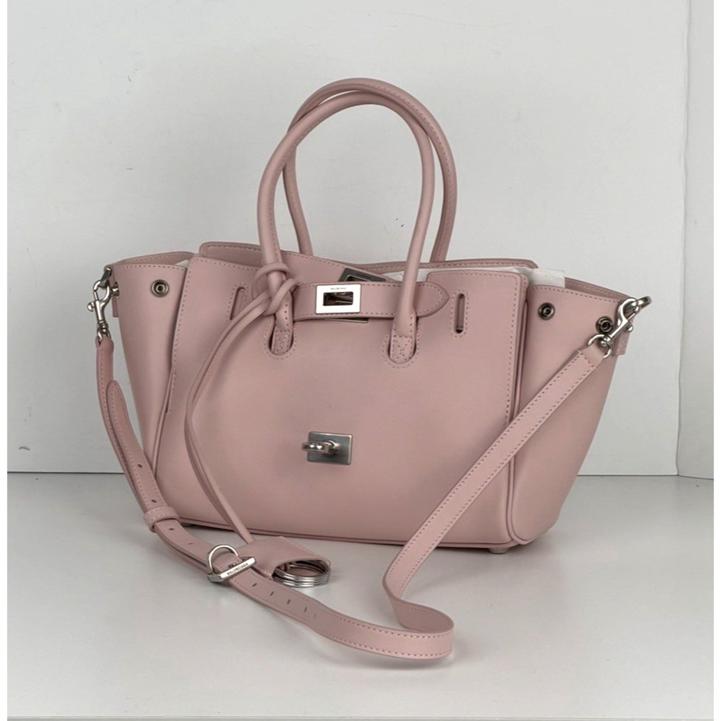 Balenciaga Bel Air Mini Bag in Pink Calfskin Leather Silver-Tone HW E6