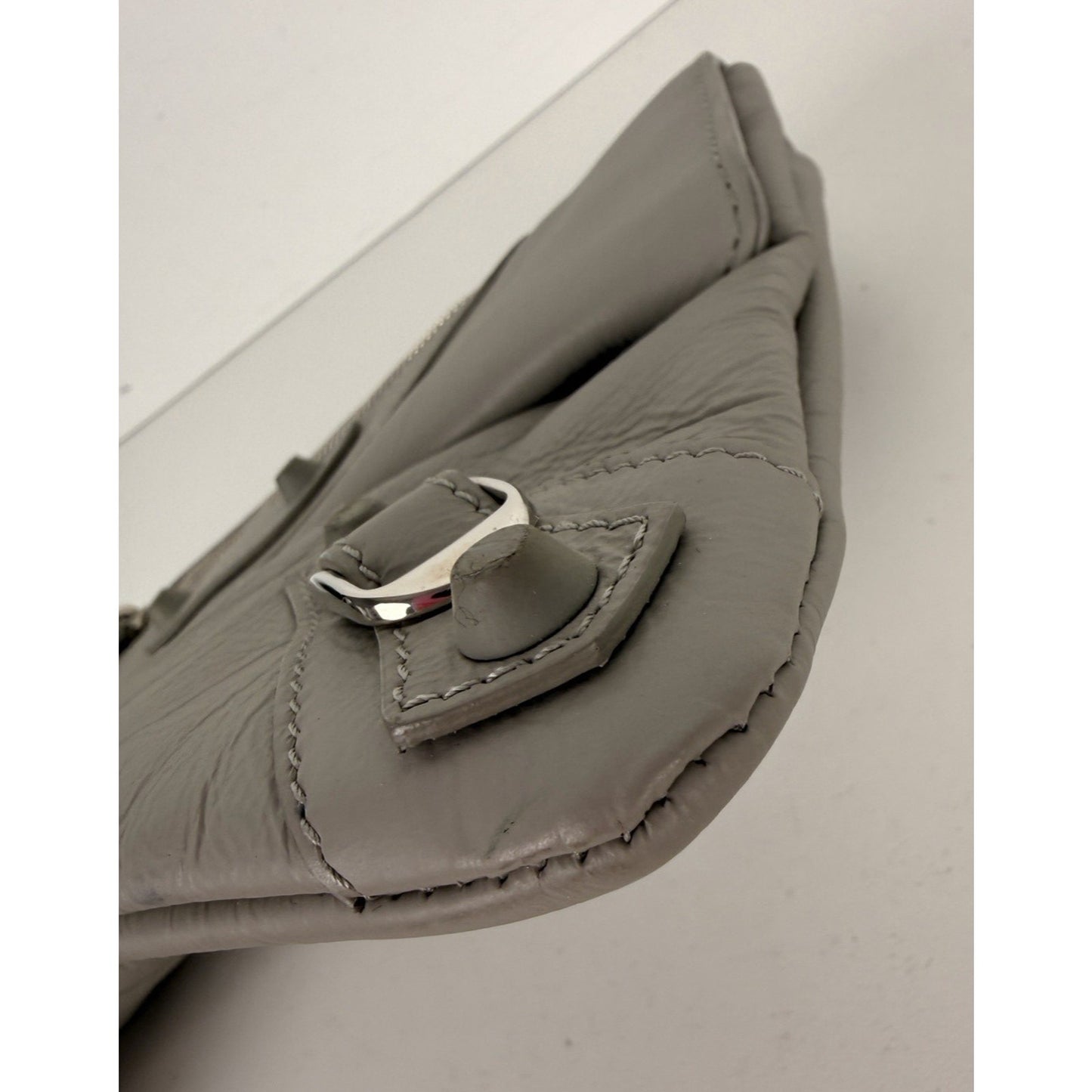 Balenciaga Chevre Motocross Classic Envelope Clutch Bag Light Gray Leather S19