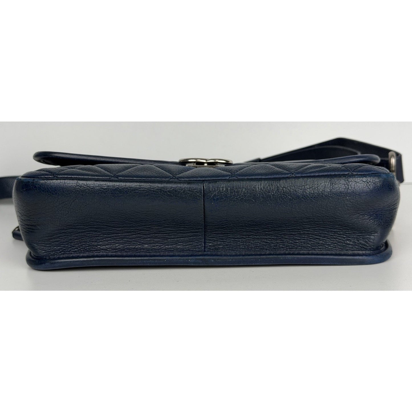 Chanel Messenger Bag Daily Carry Medium Leather Navy Blue 2017