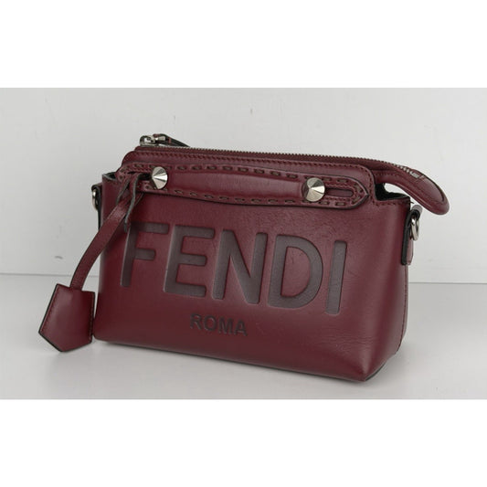 Fendi By The Way Shoulder Bag Small Rich Burgundy Leather & Bold Logo S15