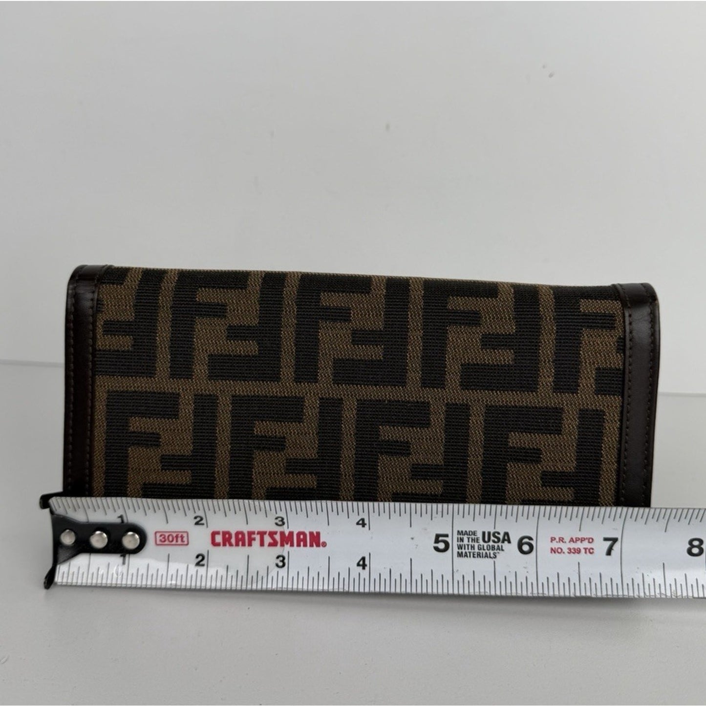 Fendi Zucca Long Vintage Wallet in Brown FF Monogram Canvas with Leather Trim K2