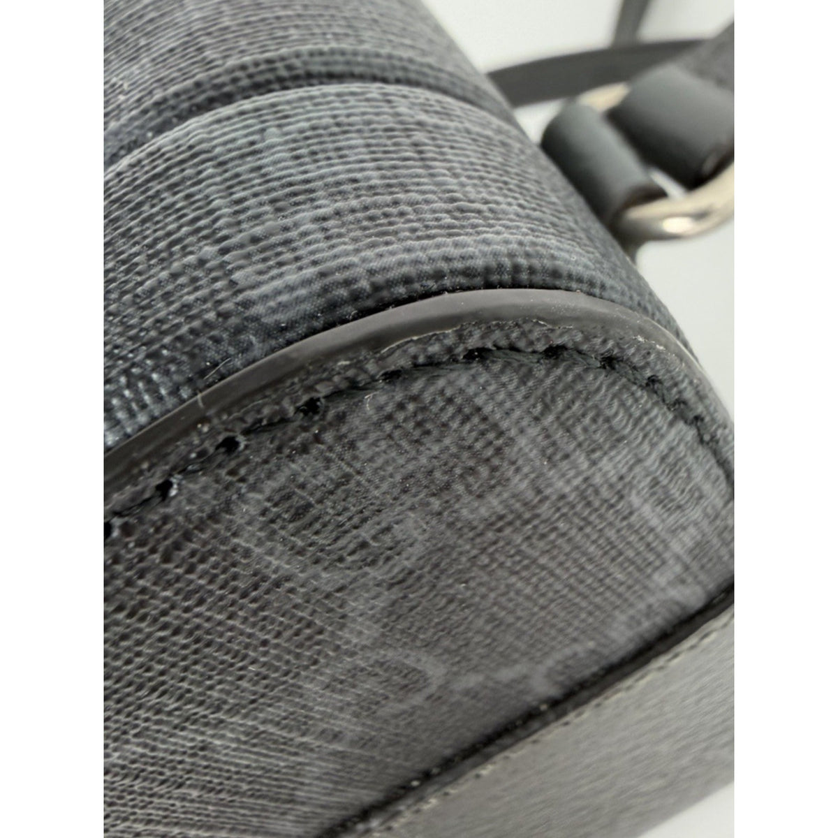 Gucci GG Supreme Interlocking G Shoulder Bag Grey Canvas&Black Leather Trim S17