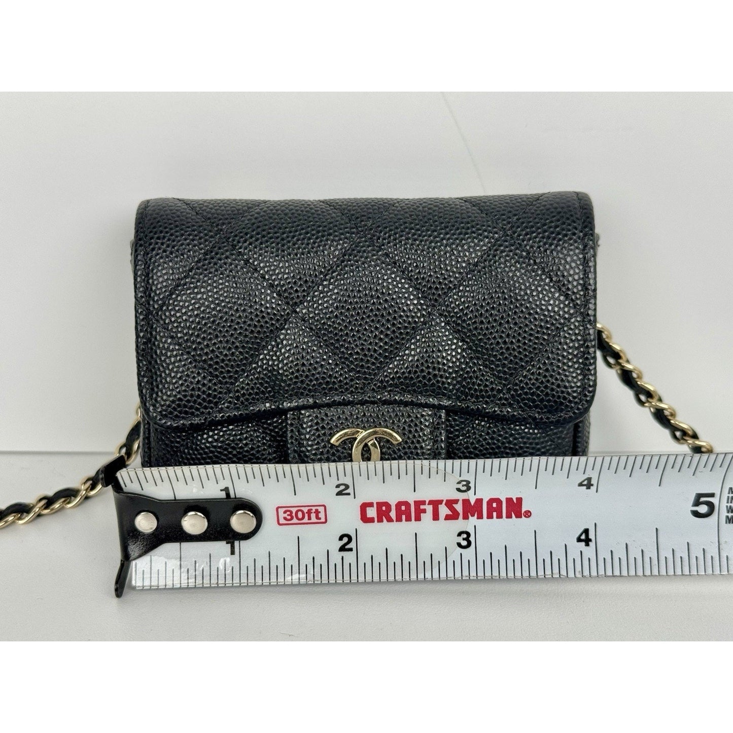 Chanel Classic Flap Chain Belt Bag Quilted Caviar Mini