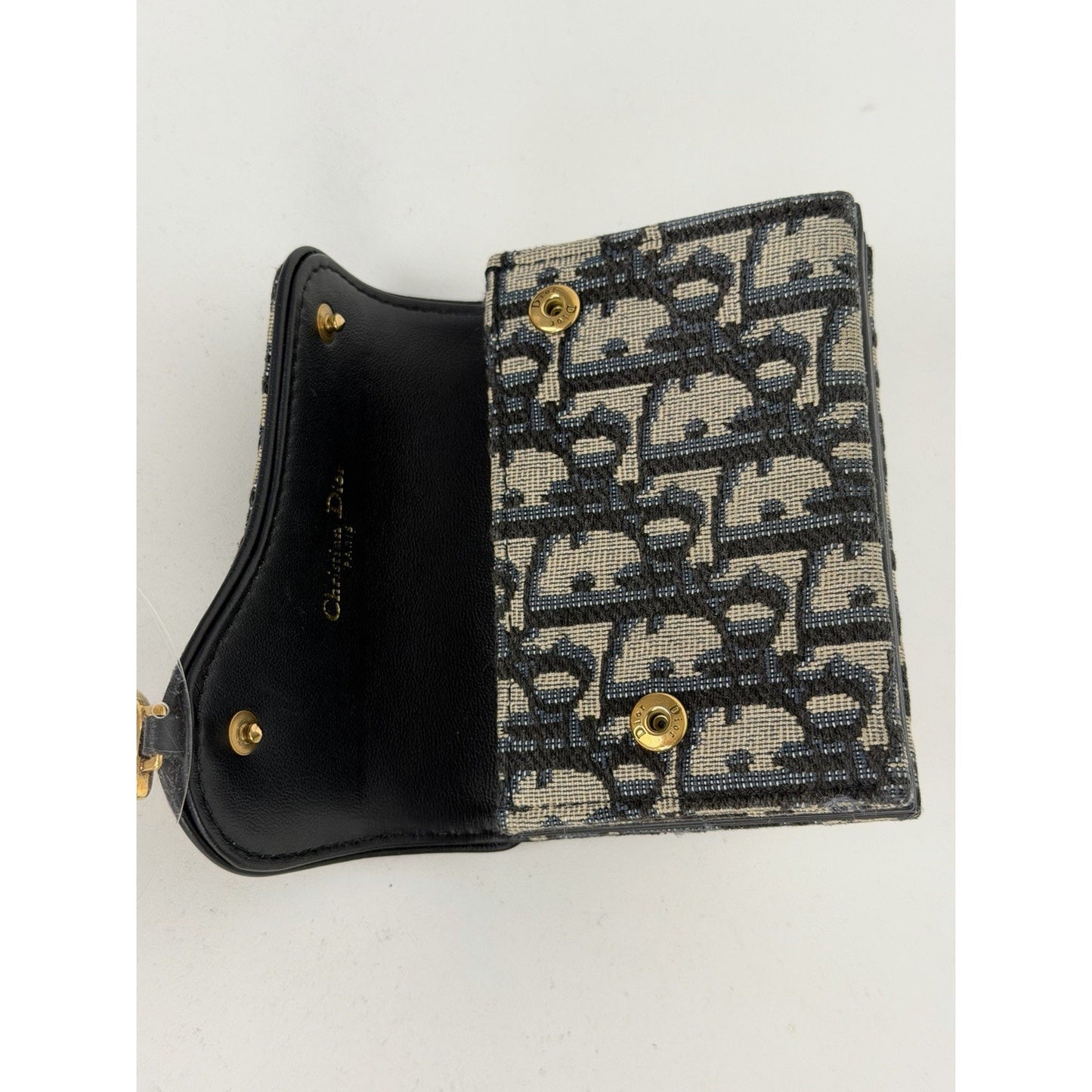 Christian Dior Saddle 5 Gusset Compact Wallet in Blue Oblique Canvas 2023