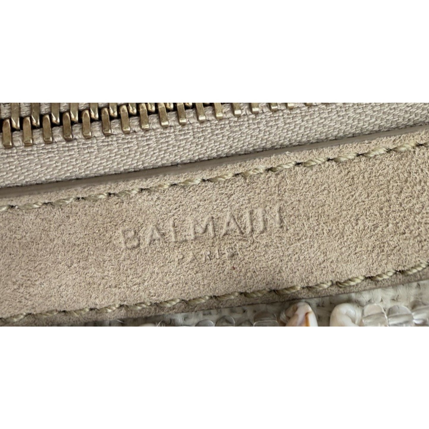 Balmain Ebene Mini Bag with Resin Top-Handle Beaded with Shell Embellishments E5