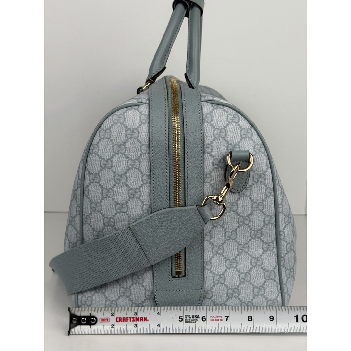 Gucci Ophidia Medium Duffle Bag in Blue GG Supreme Canvas and Leather