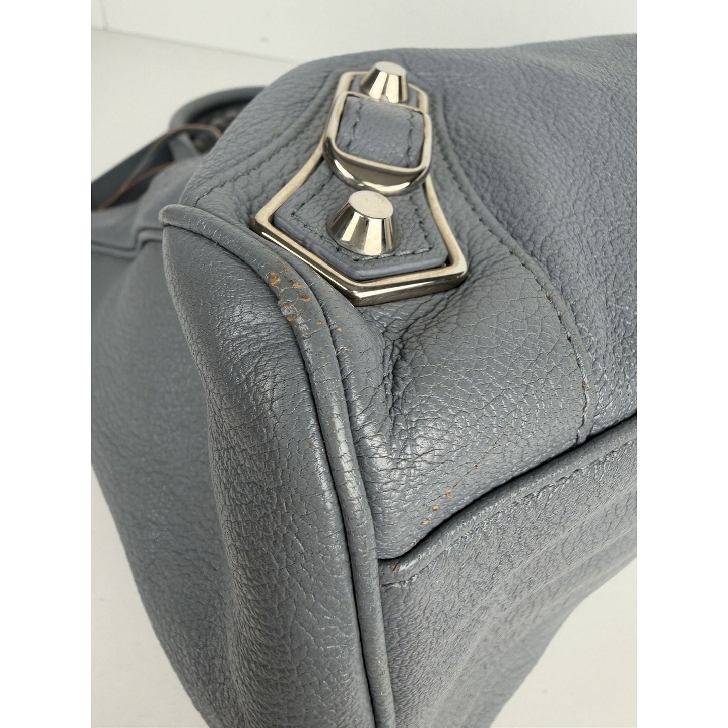 Balenciaga Motocross Classic City Shoulder Bag Medium in Grey Leather S