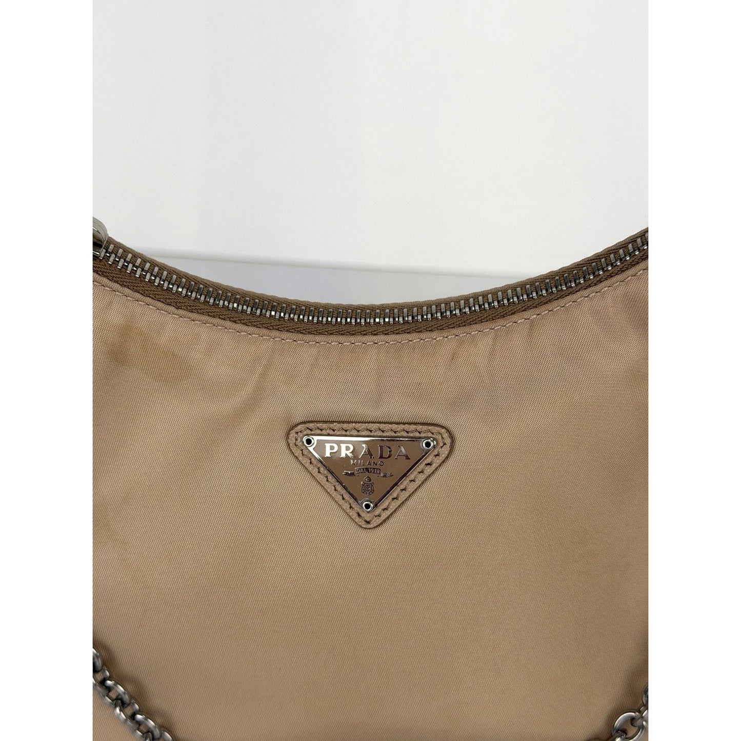 Prada Tessuto Nylon Re-edition 2005 Beige Crossbody Bag S04