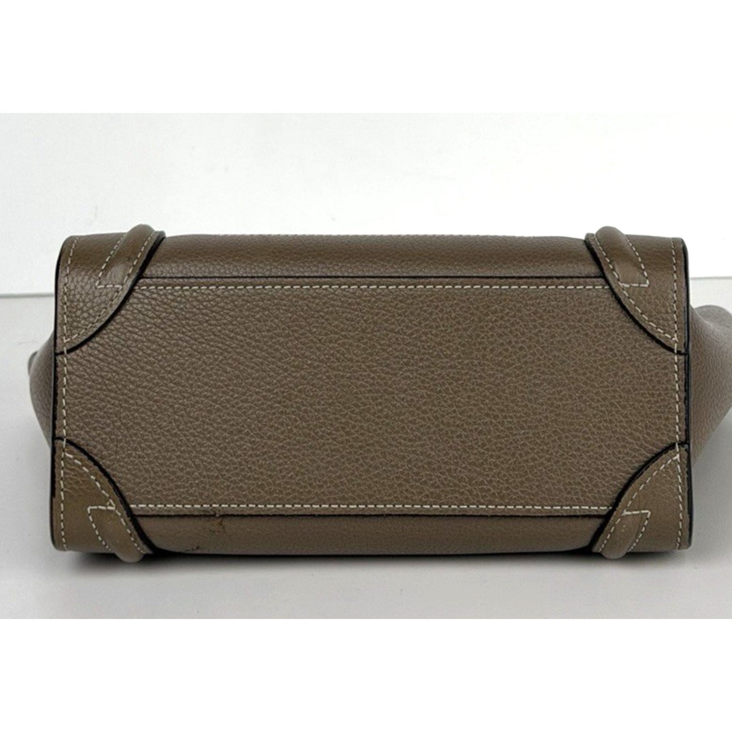Celine Luggage Nano Bag in "Souris" Taupe Shade Drummed Calfskin Leather S05