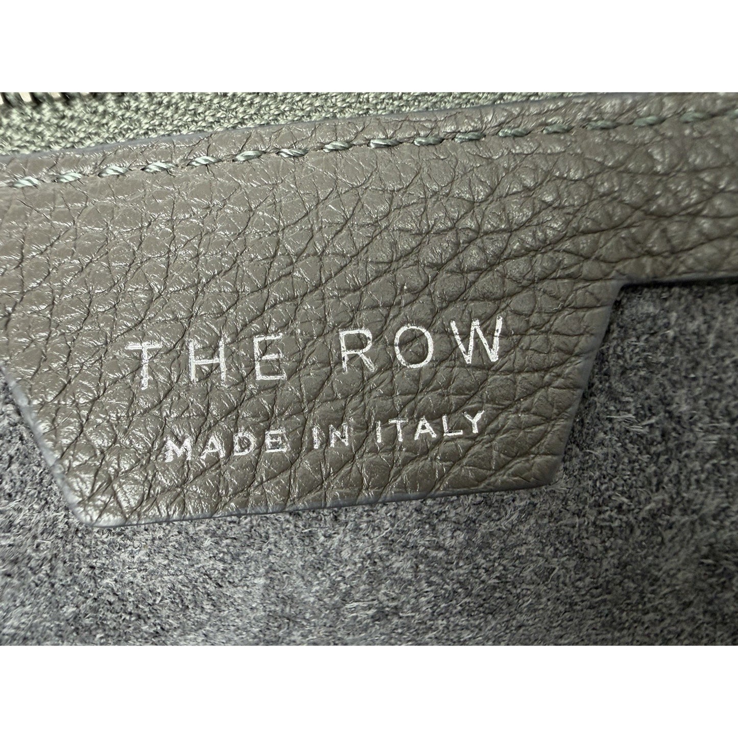 The Row Agnes Pebbled Leather Medium Zip Clutch in Grey S04