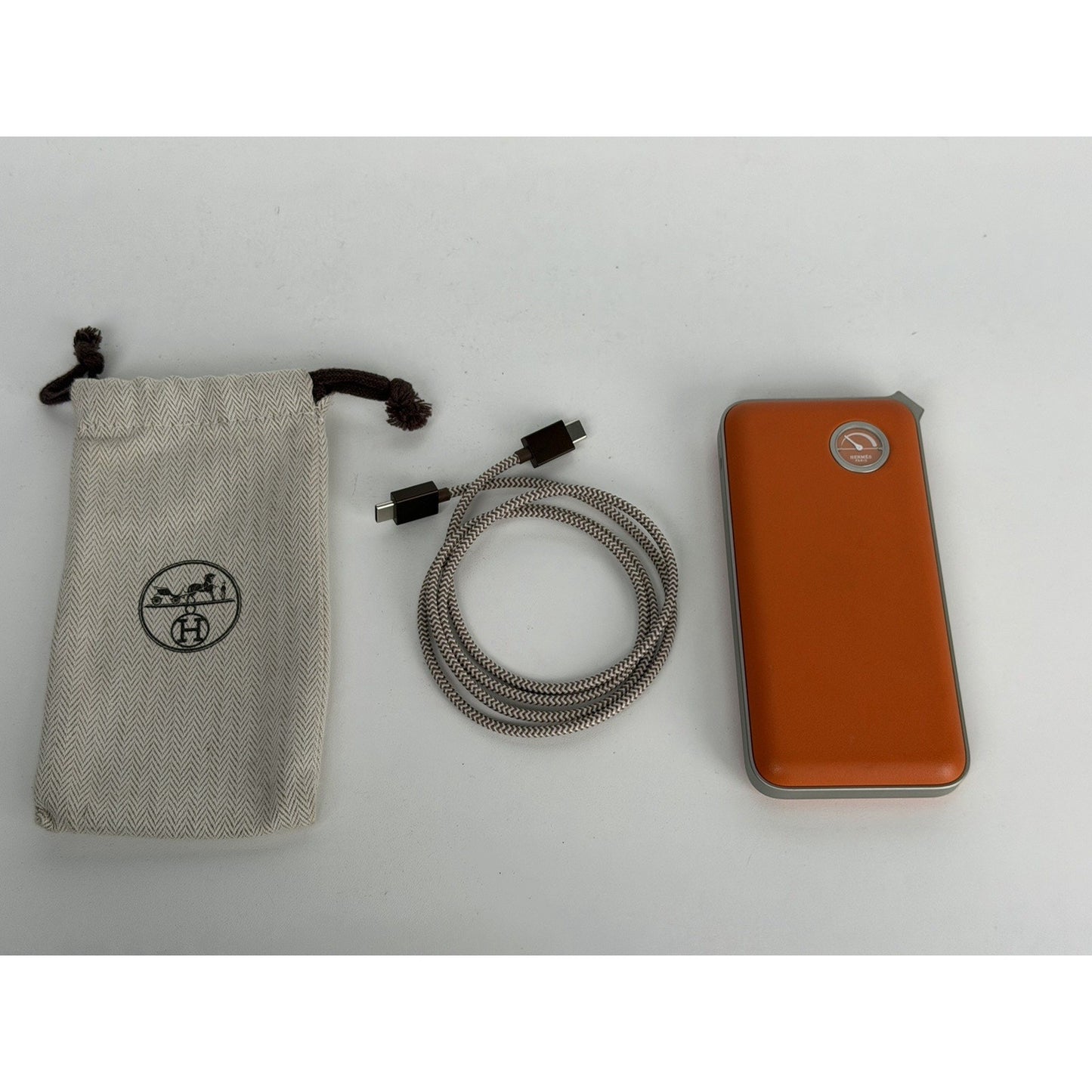 Hermes Volt'H Maxi Power Bank Orange Swift Calfskin Leather & Aluminum Frame K3