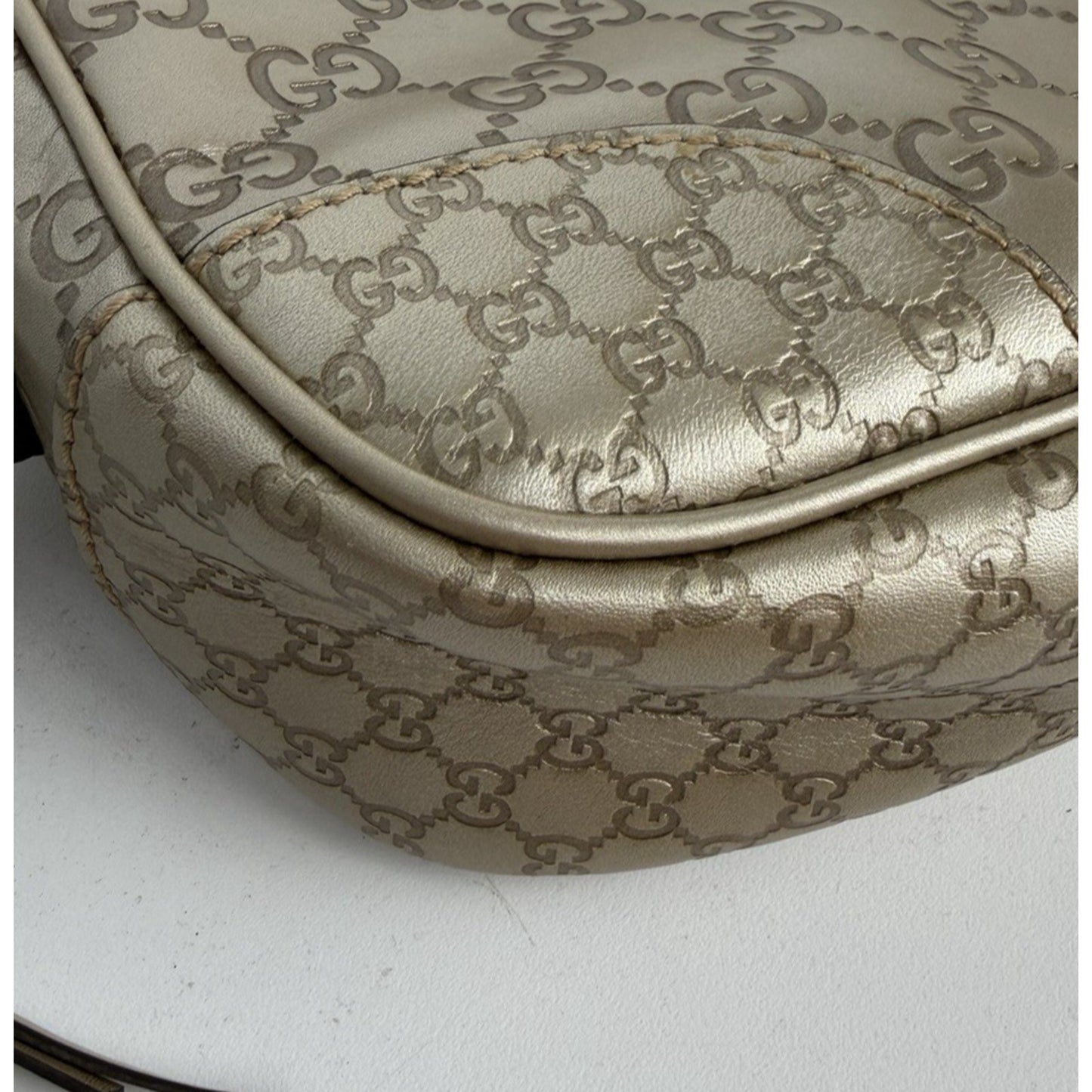 Gucci Bree Disco Mini Crossbody Bag in Gold Embossed Guccissima Leather S-10