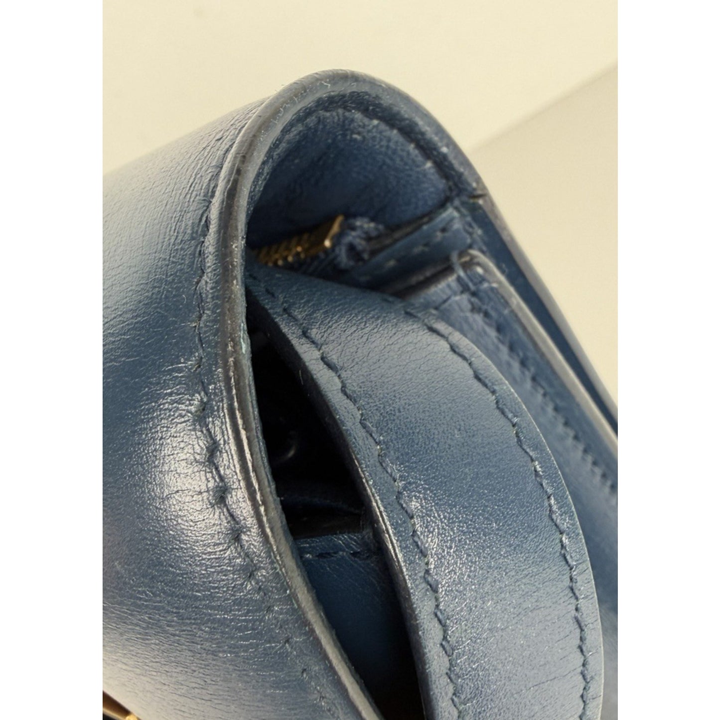 Celine Classic Box Bag Medium Blue Calfskin Leather Gold-Tone Hardware R1