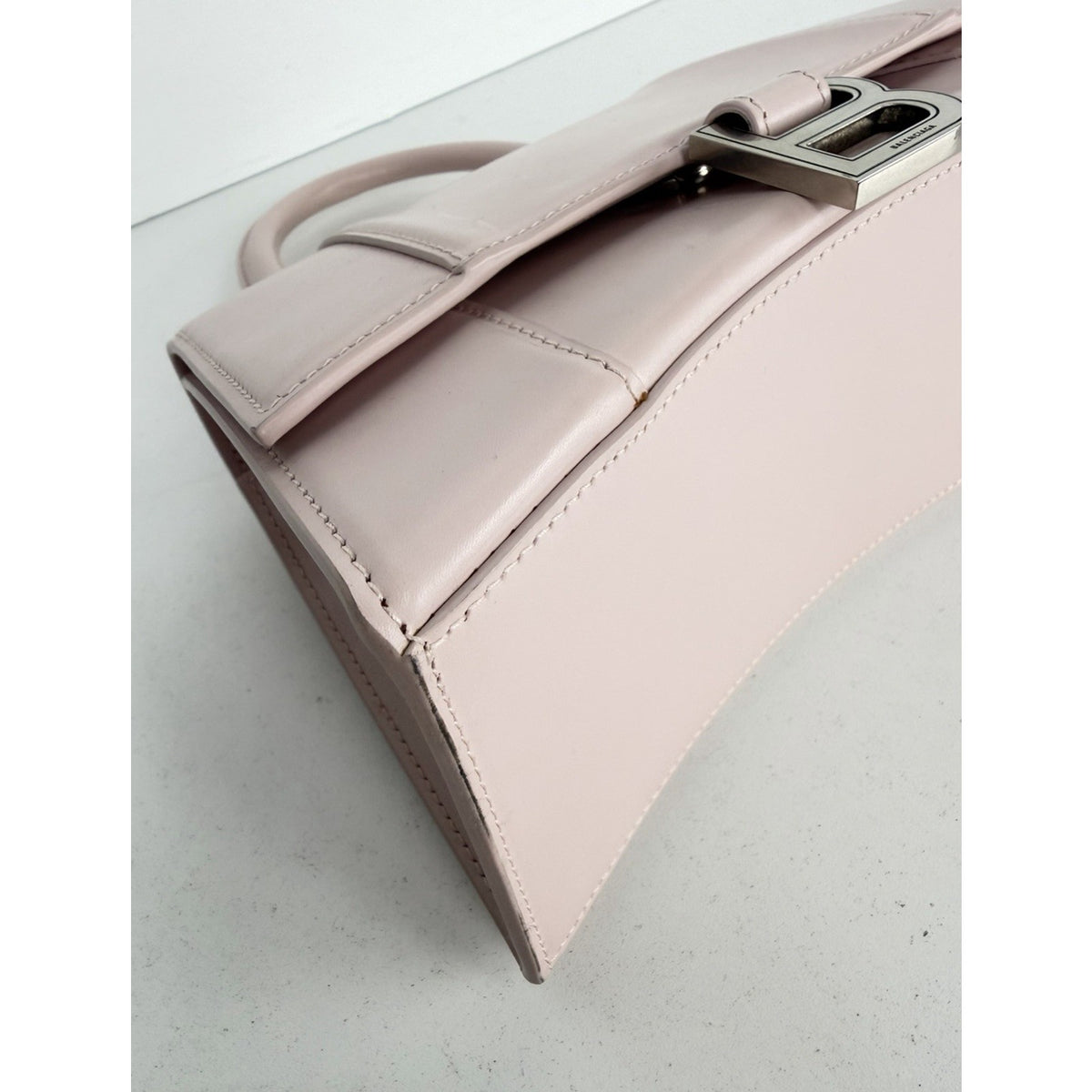 Balenciaga Hourglass Small Top Handle Bag in Pink Leather Detachable Strap S-05