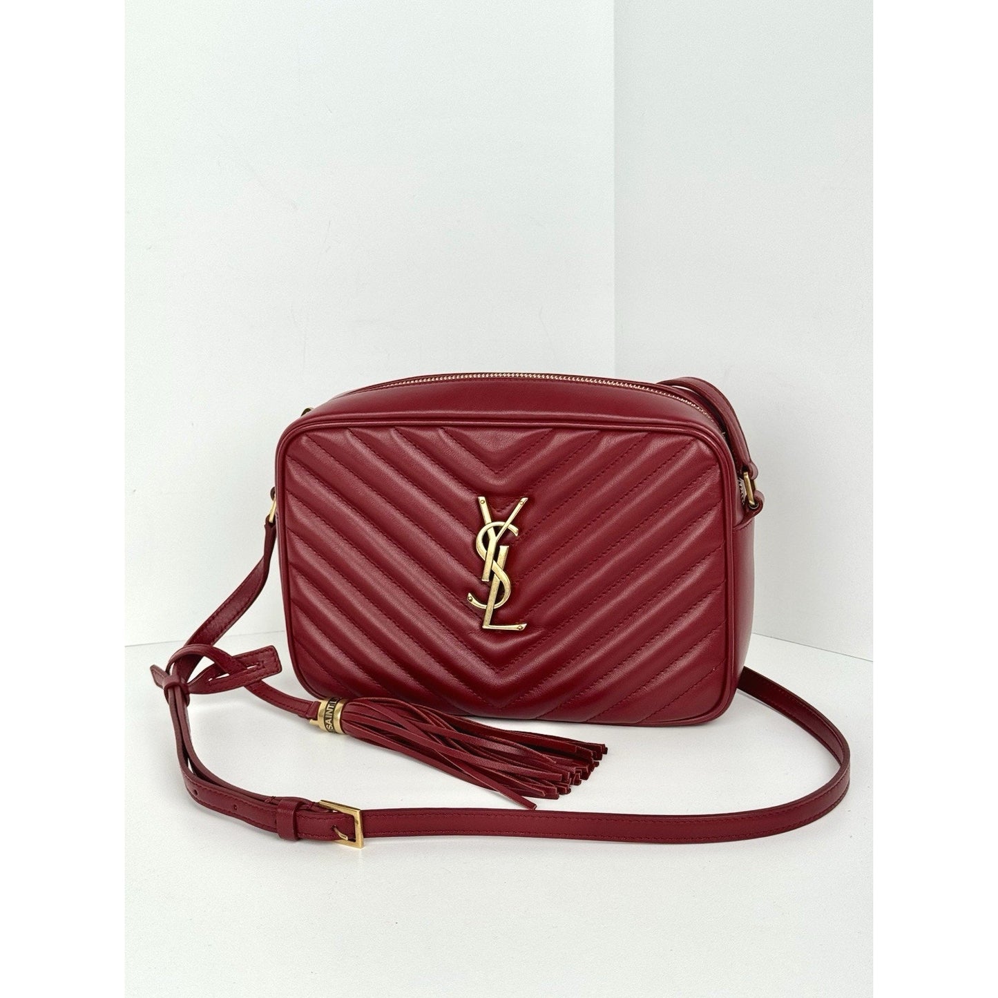 Saint Laurent Lou Camera Bag Rouge Eros Matelasse Leather
