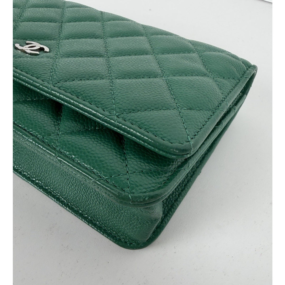 Chanel Quilted Wallet on Chain Bag in Caviar Green Leather 2020 D-4