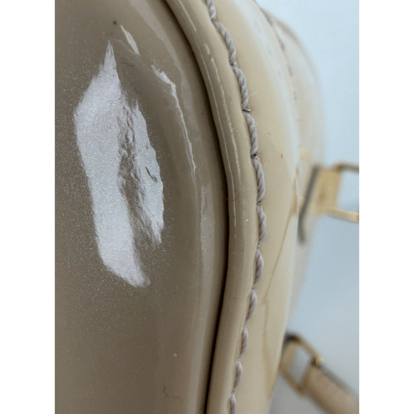 Louis Vuitton Alma Top Handle Bag BB Beige Leather Monogram Vernis 2013 S17