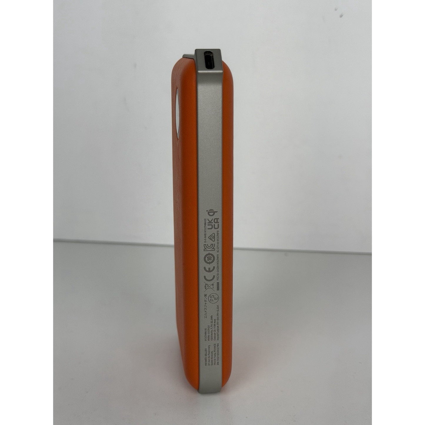 Hermes Volt'H Maxi Power Bank Orange Swift Calfskin Leather & Aluminum Frame K3